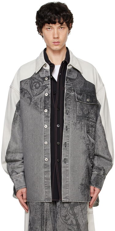 Paita Feng Chen Wang Feng Chen Wang Printed Denim Jacket Harmaa | FUF18JK04B, 0