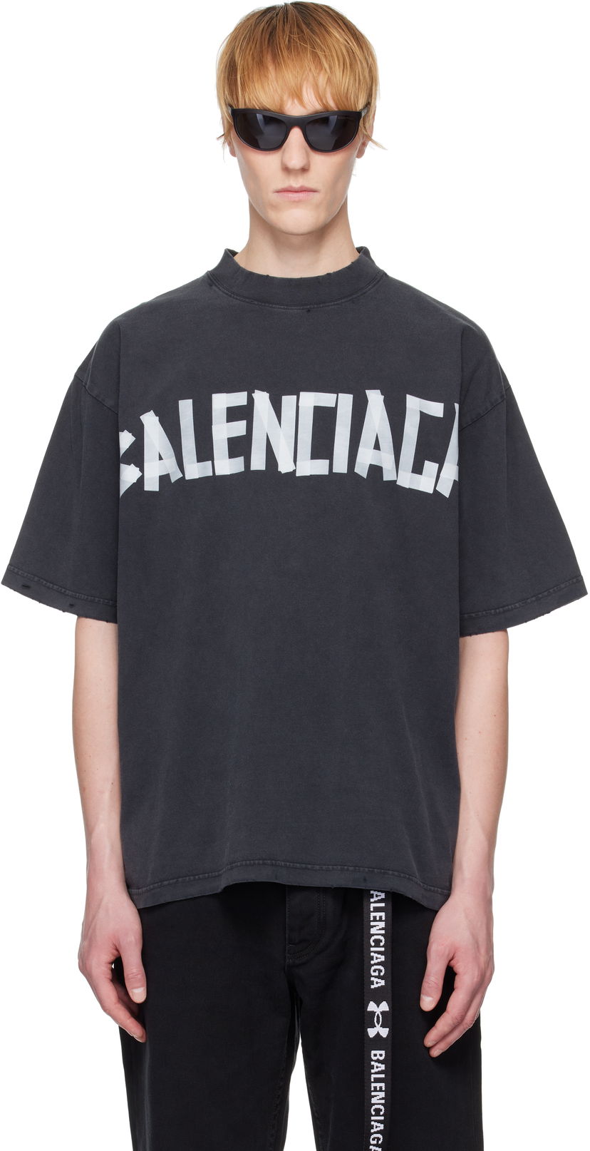 T-paita Balenciaga Balenciaga Tape Type T-Shirt Musta | 764235TRVK1