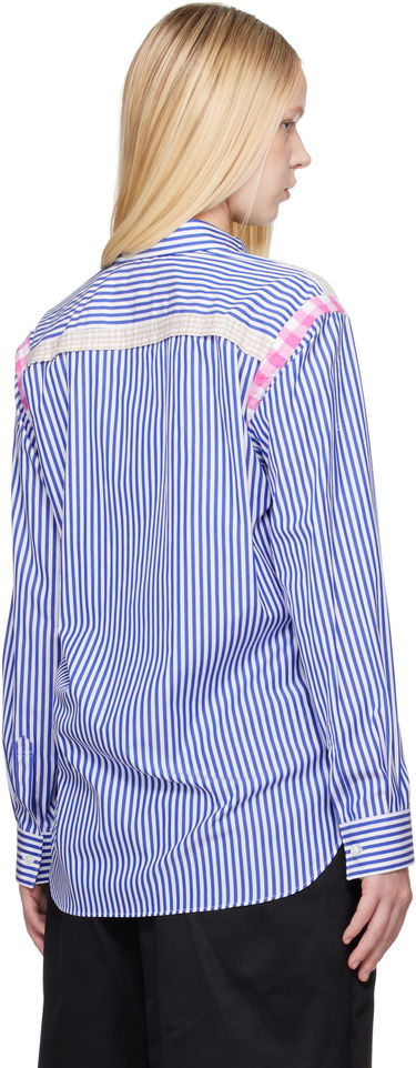 Paita Comme des Garçons Comme des Garçons Striped Gingham Trim Shirt Sininen | FO-B020-S25, 2