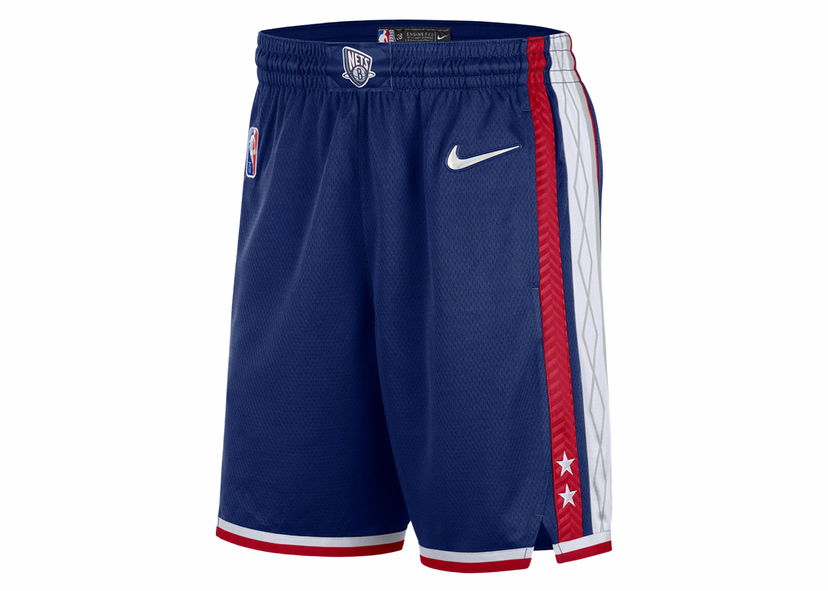Shortsit Nike NBA Brooklyn Nets City Edition 75th Anniversary Swingman Shorts Game Royal/Gym Red/White Tummansininen | DB4126-492
