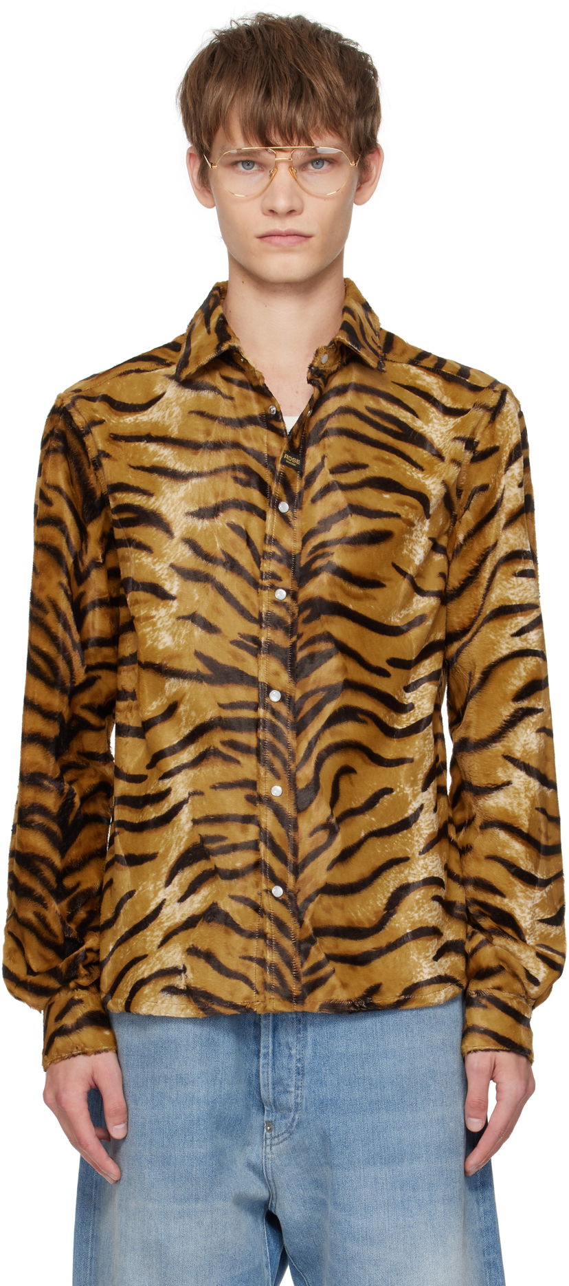 Paita Martine Rose Martine Rose Slim Fit Tiger Print Shirt Ruskea | 483WF06719