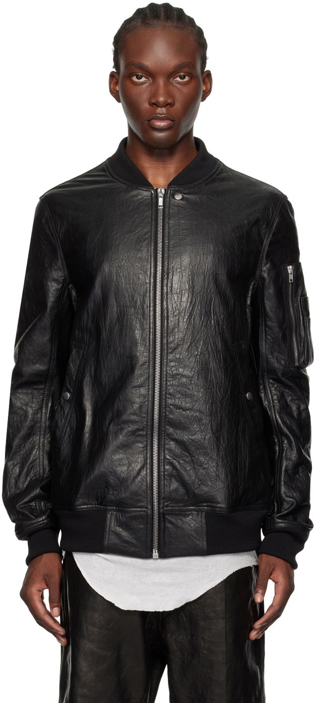 Bomber-takki Rick Owens Porterville Classic Flight Leather Jacket Musta | RU02D6789 LBW