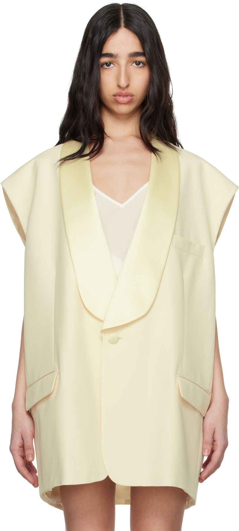 Liivi Maison Margiela MM6 Maison Margiela Satin Lapel Vest Keltainen | S62FB0069 M35436