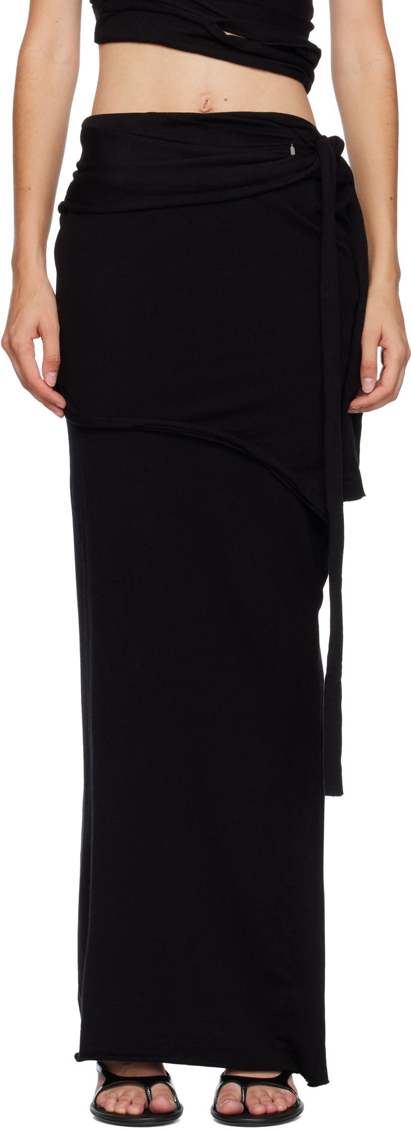 Hame Ottolinger Ottolinger Lounge Drape Maxi Skirt Musta | 107-302007-01