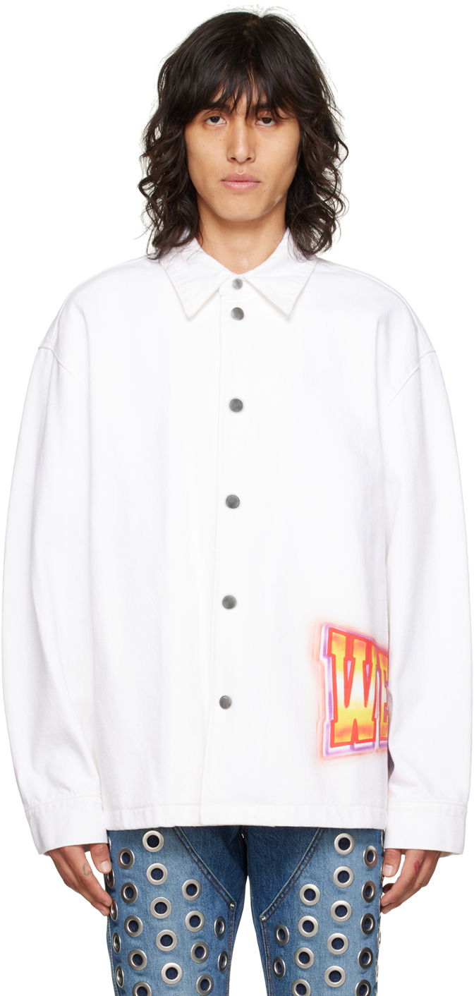 Takki We11done We11done Printed Denim Jacket Valkoinen | WD-DJ3-22-312-U-WH