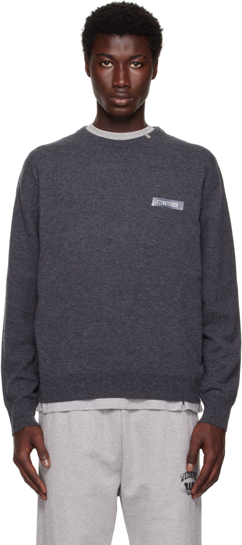 Villapaita We11done We11done Knit Logo Pullover Sweater Harmaa | WD-KO2-25-651-U-GY