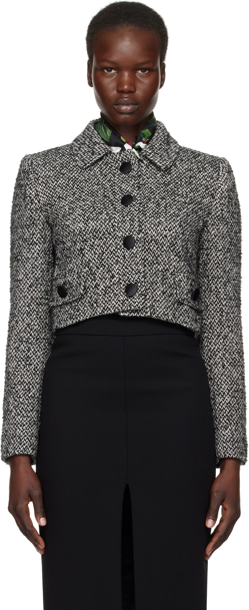 Takit Dolce & Gabbana Dolce&Gabbana Short Micro-Tweed Jacket Musta | F26K6T GDCNC
