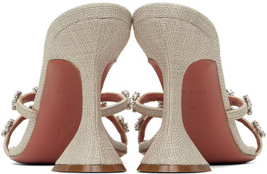 Asusteet Amina Muaddi Amina Muaddi Lily 95 Heeled Sandals Beige | LILY SLIPPER 95 CL CANVAS, 1