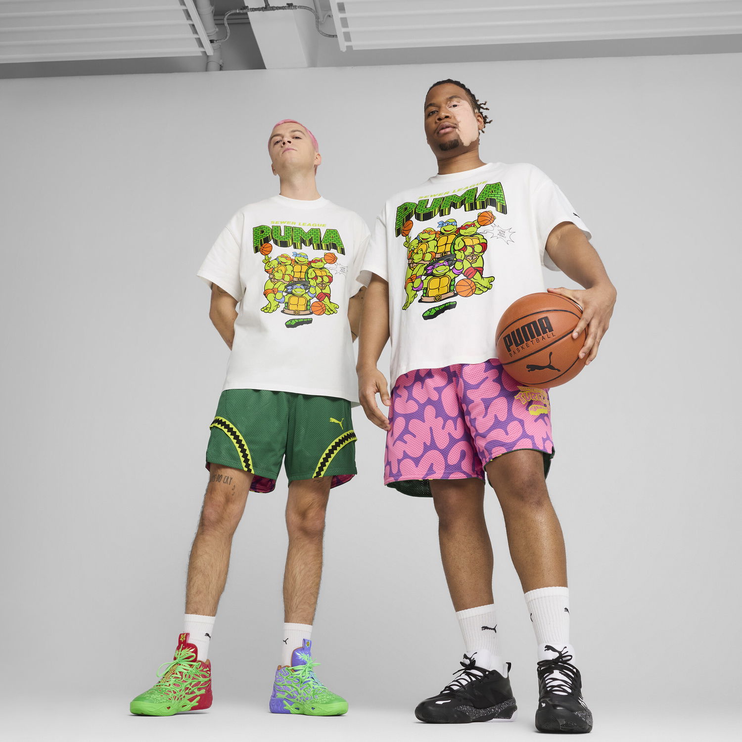 T-paita Puma PUMA x TMNT Reversible Basketball Shorts Valkoinen | 630931_01, 0
