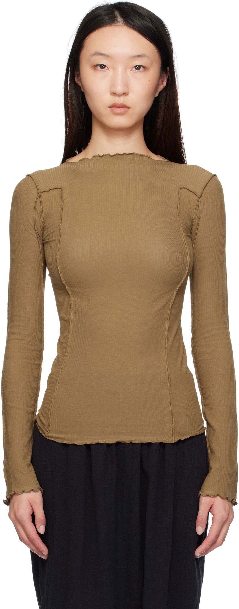 T-paita Baserange Baserange Omato Long Sleeve T-Shirt Ruskea | TTML-RB-SU25