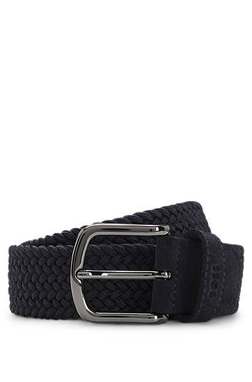 Vyöt BOSS Woven Belt with Leather Trims Musta | 50537169