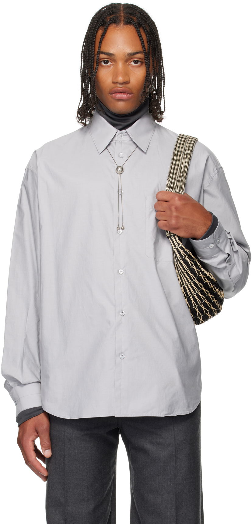 Paita LEMAIRE Regular Fit Long Sleeve Button-Up Shirt Harmaa | SH1201 LF1500
