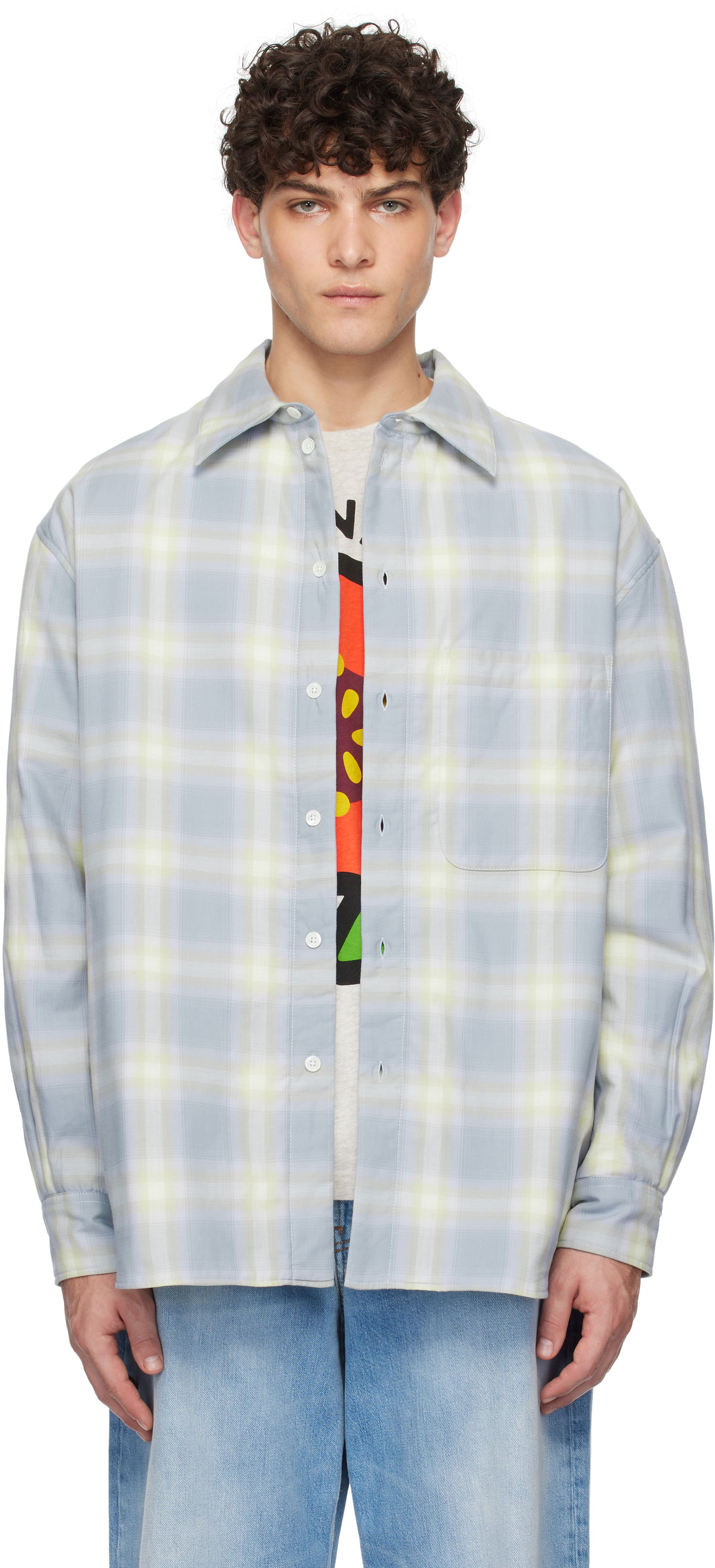 Paita KENZO Shadow Check Overshirt Sininen | FF58CH5259SB, 0