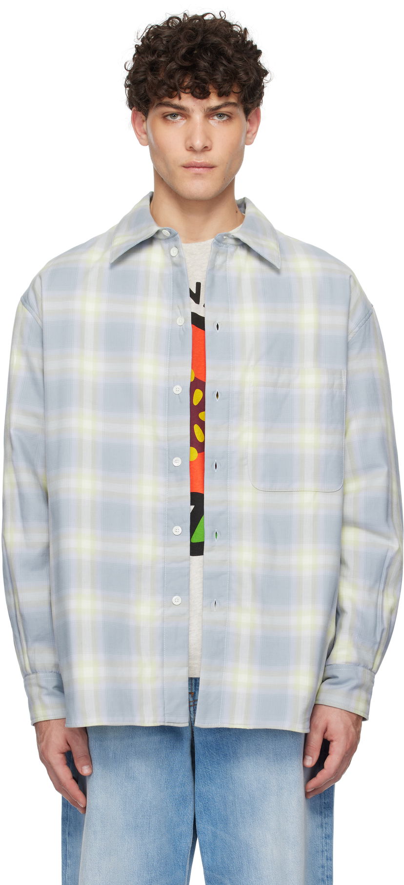 Paita KENZO Shadow Check Overshirt Sininen | FF58CH5259SB