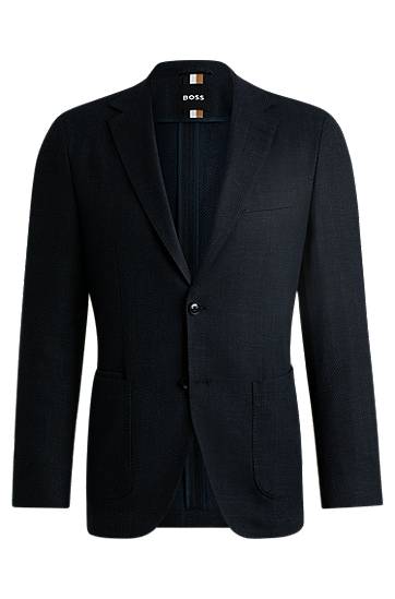Takki BOSS BOSS Regular-Fit Herringbone Stretch-Cotton Blend Jacket Tummansininen | 50521495