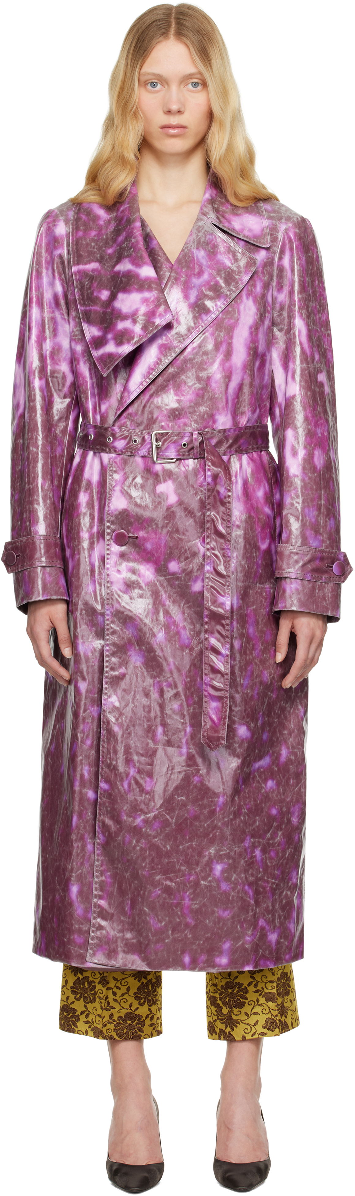 Sadetakki Dries Van Noten Dries Van Noten Double-Breasted Trench Coat Violetti | 251-010213-1108, 0