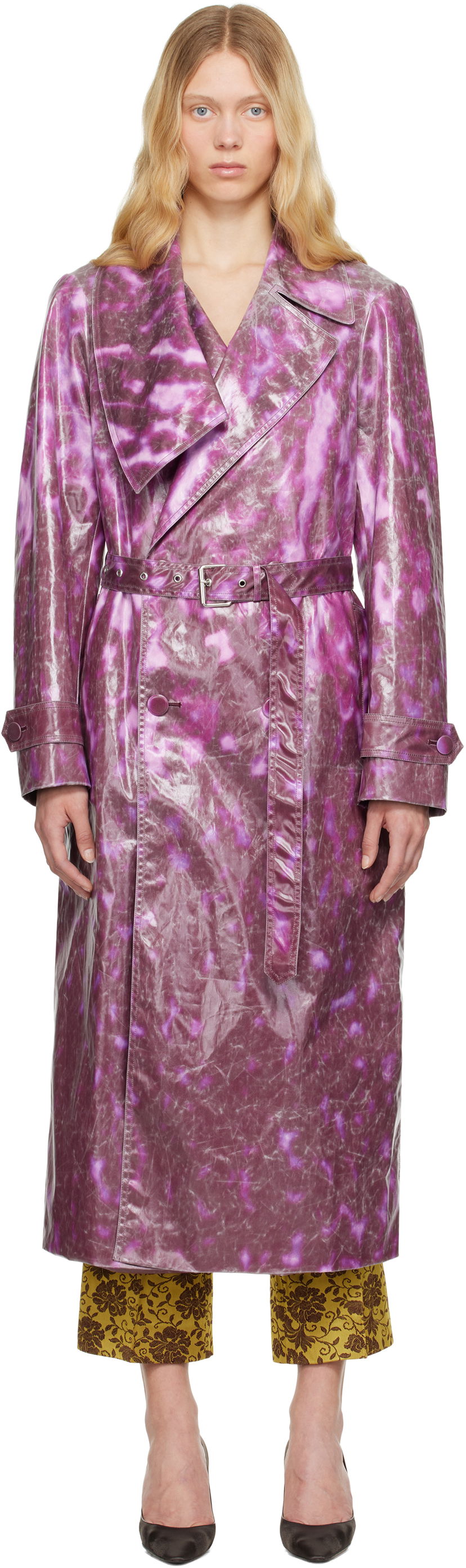 Sadetakki Dries Van Noten Dries Van Noten Double-Breasted Trench Coat Violetti | 251-010213-1108