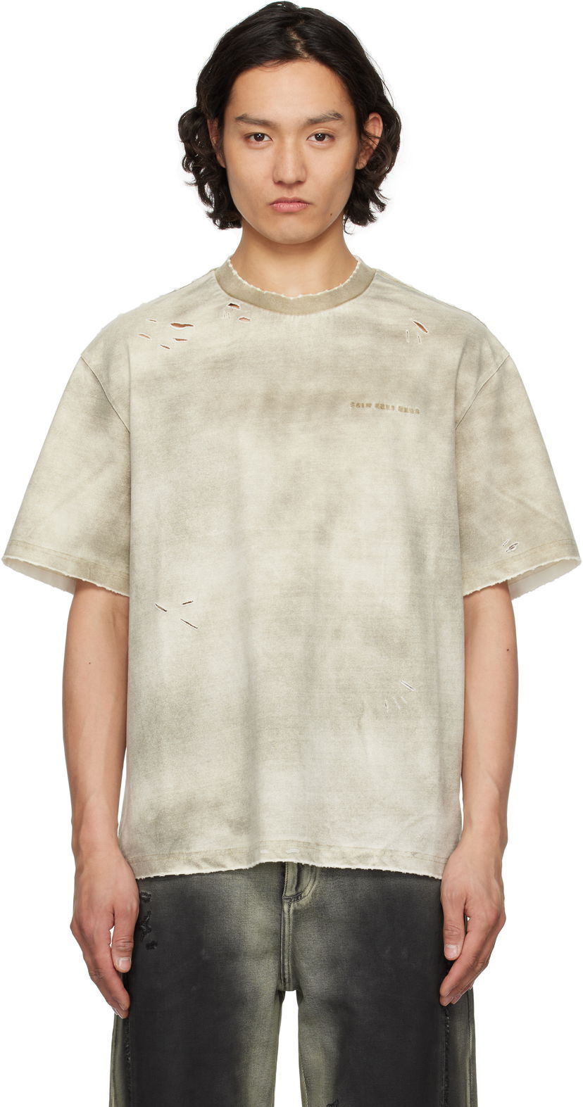 T-paita Feng Chen Wang Feng Chen Wang Sandwashed T-Shirt Beige | FUS19TS03
