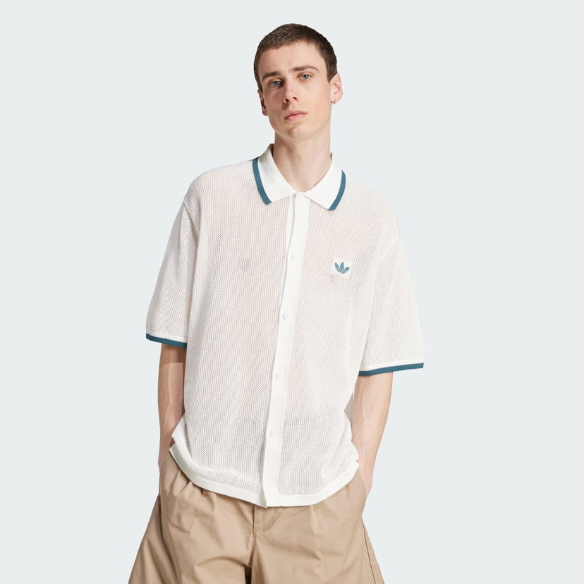 Poolopaita adidas Originals adidas Originals Button Down Knitted Polo Valkoinen | KC3526
