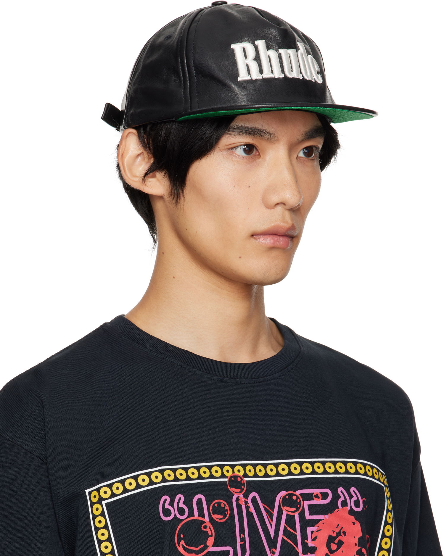 Korkki Rhude Rhude Logo Leather Cap Musta | RHPF25HA01459, 1
