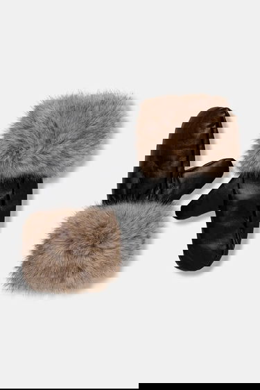 Käsineet STAND STUDIO Jane Leather Mittens with Faux Fur Cuffs Musta | 66564.9398, 0