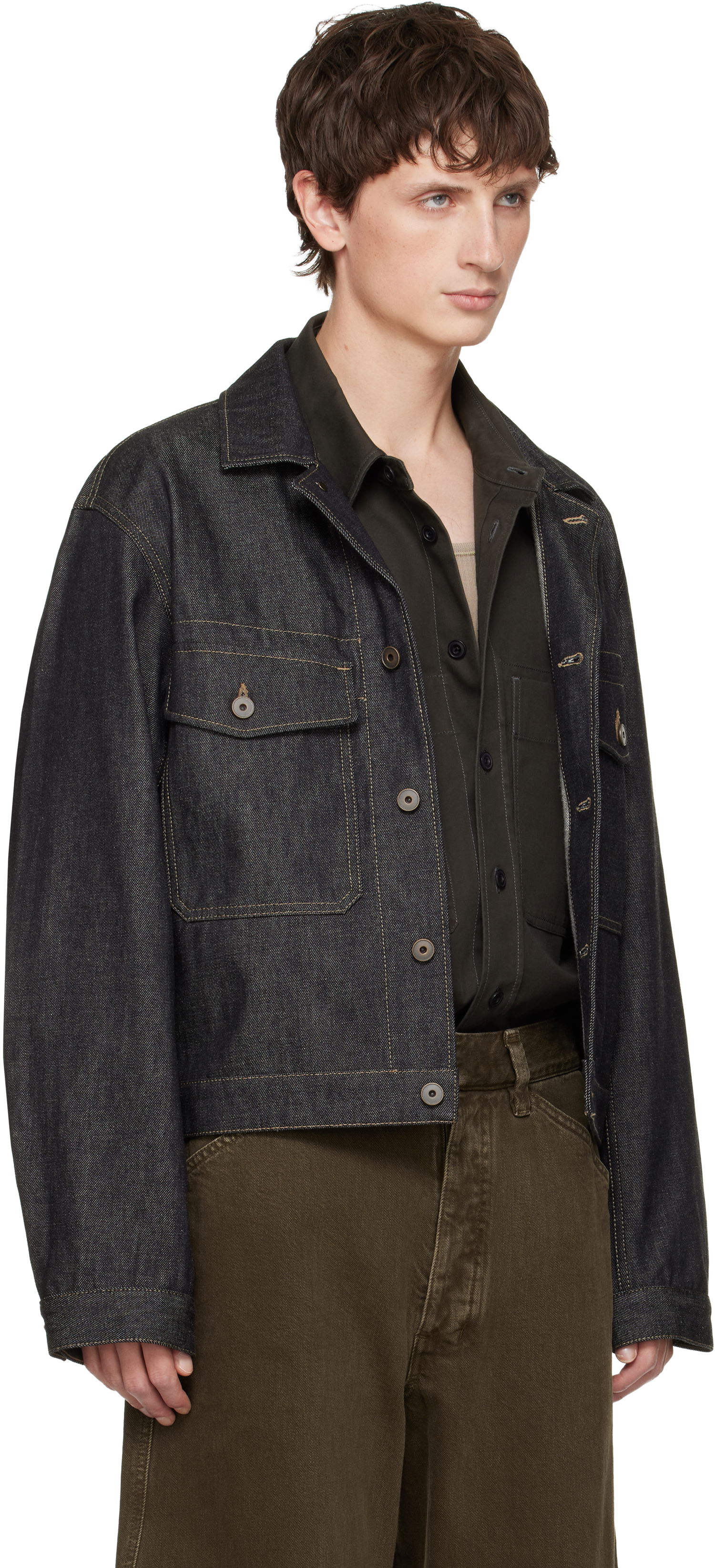 Takki LEMAIRE Trucker Denim Jacket Tummansininen | OW1188 LD1061, 1