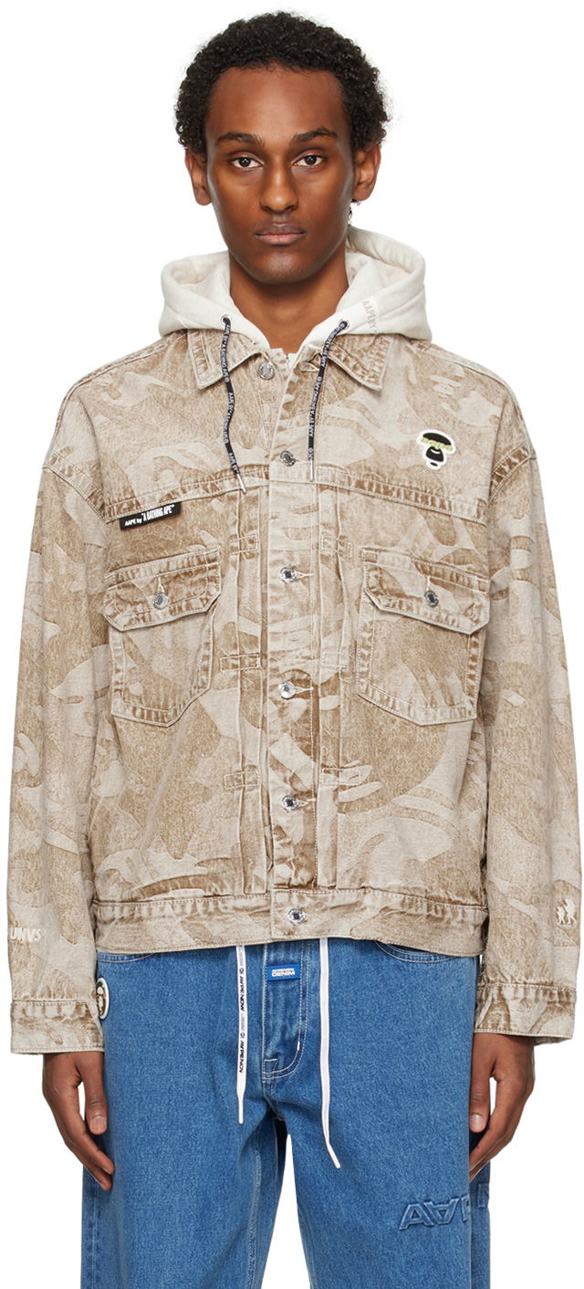 Takki AAPE by A Bathing Ape AAPE by A Bathing Ape Lightweight Denim Jacket with Hood Beige | AAPLJM7588XXLBGX