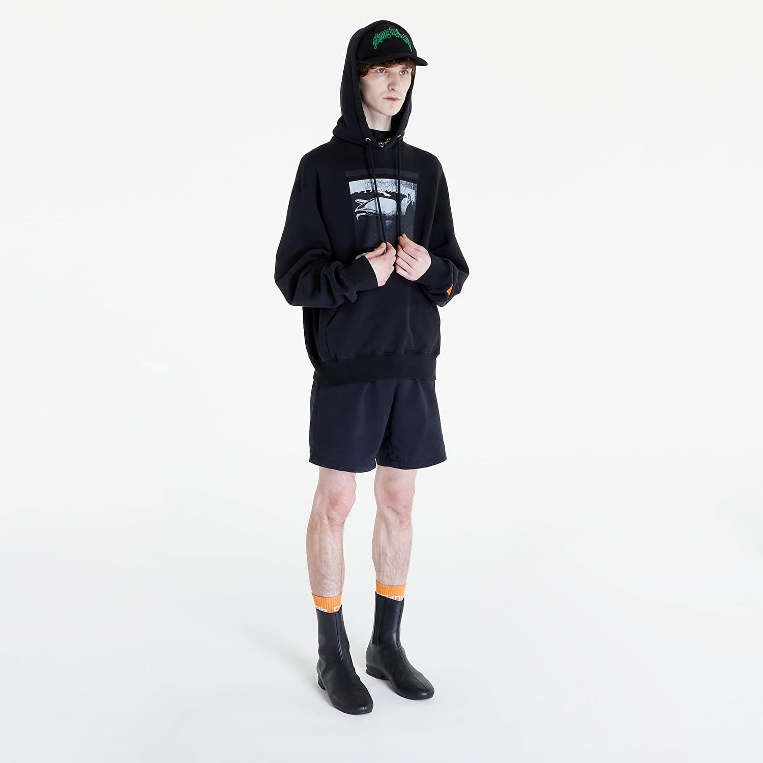 Huppari HERON PRESTON Misprinted Heron Hoodie Musta | HMBB024S23JER0051010, 1