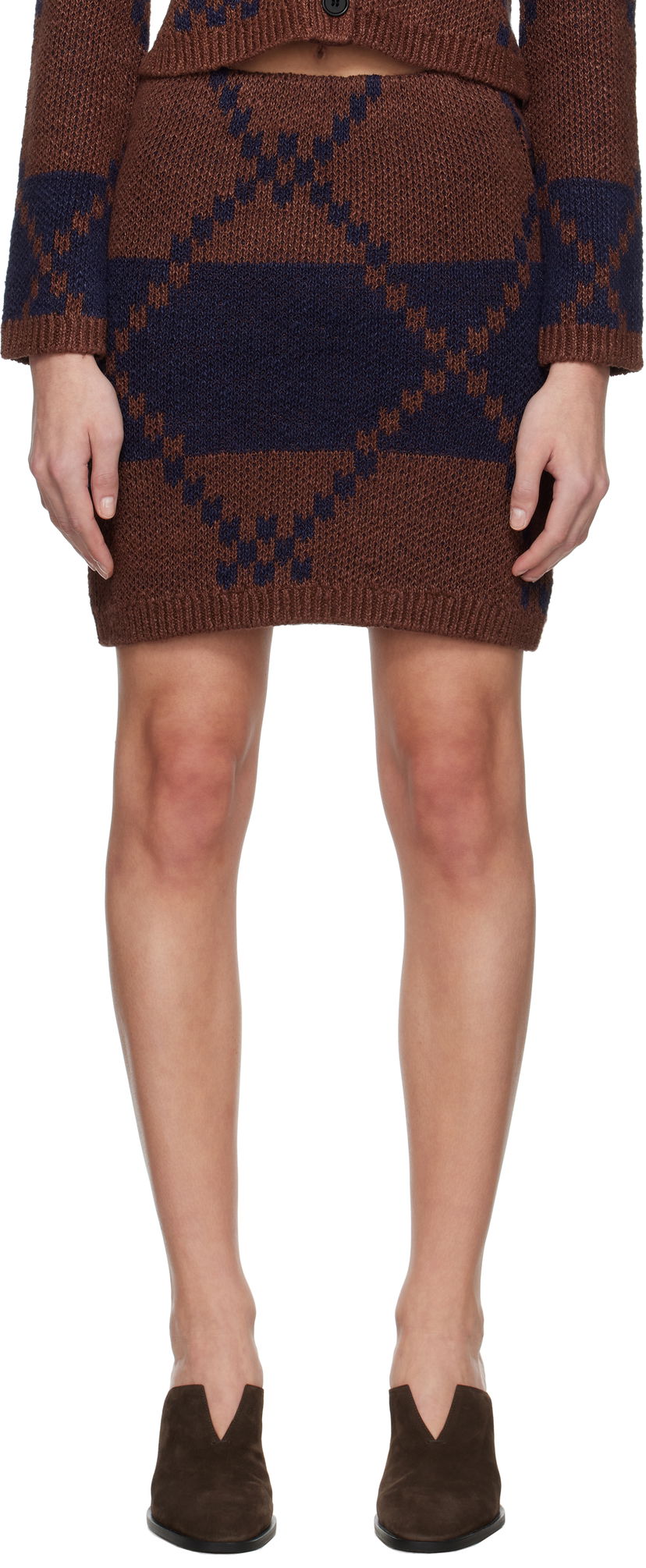 Hame JW Anderson JW Anderson Fairisle Knit Miniskirt Ruskea | KW1412-YN0439