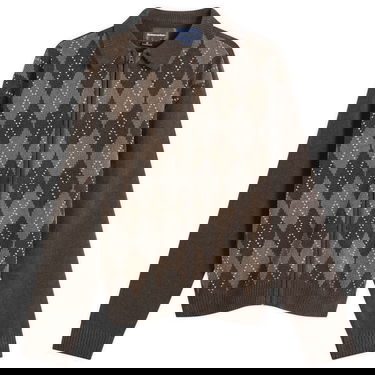 Villapaita thisisneverthat Argyle Zip Knit Cardigan Ruskea | TN253KKNJK01-BRN, 0