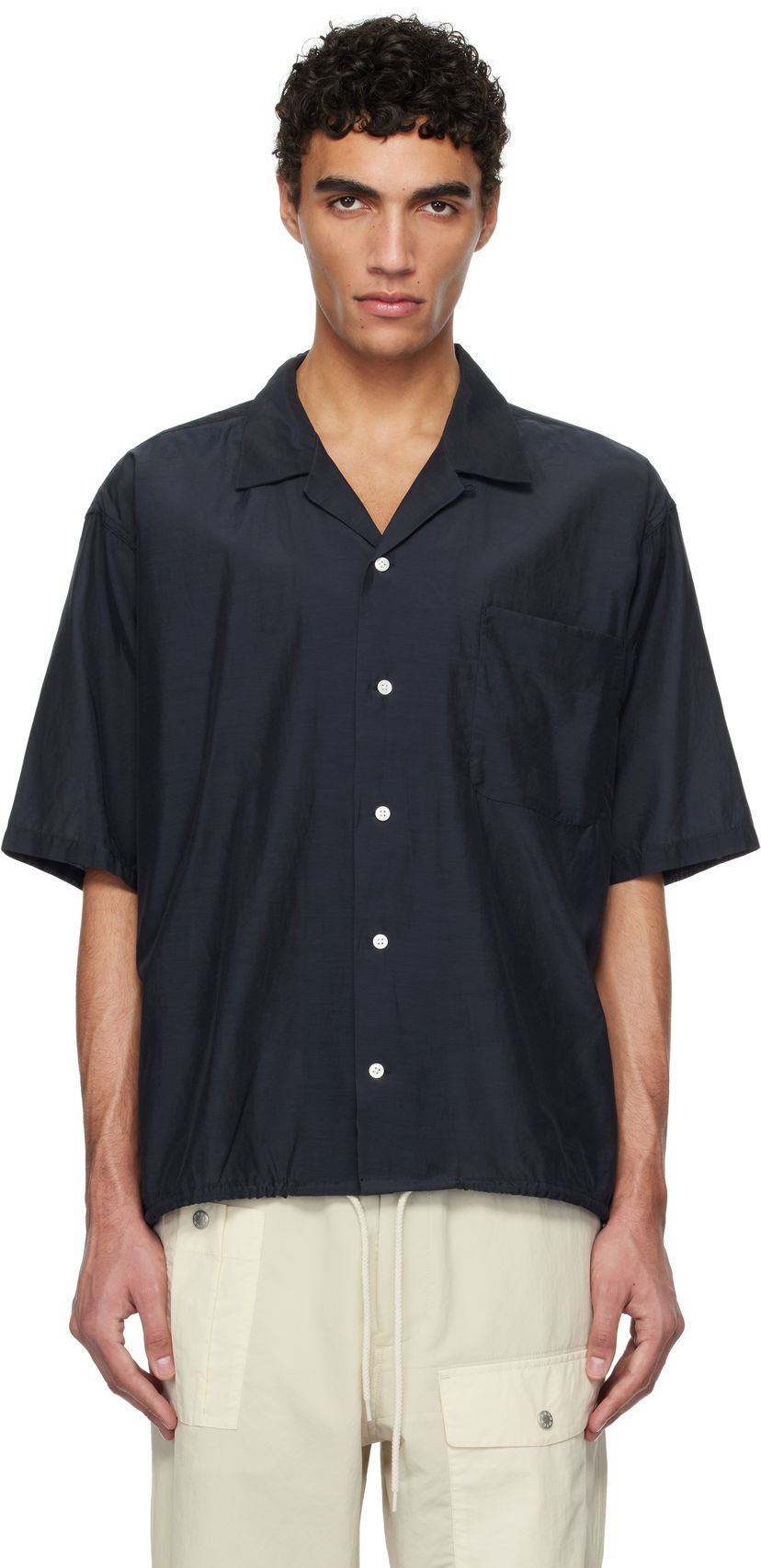 Paita NANAMICA Nanamica Open Collar Short Sleeve Shirt Tummansininen | S25SG019U