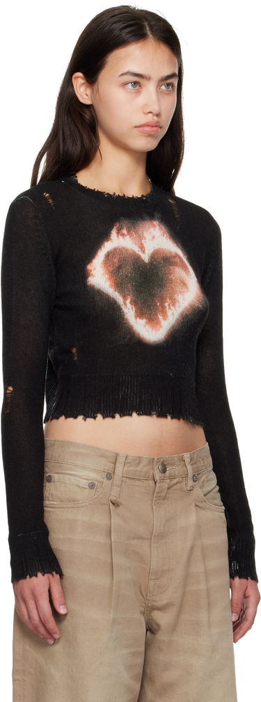 Villapaita R13 R13 Flaming Heart Cropped Sweater Musta | R13WY042-Y016B, 4