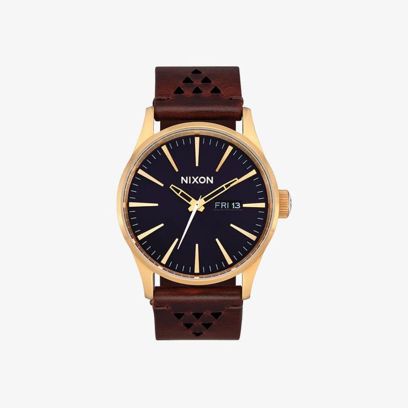 Katsella Nixon Sentry Leather Watch Gold/ Indigo/ Brown Universal Ruskea | A1055033