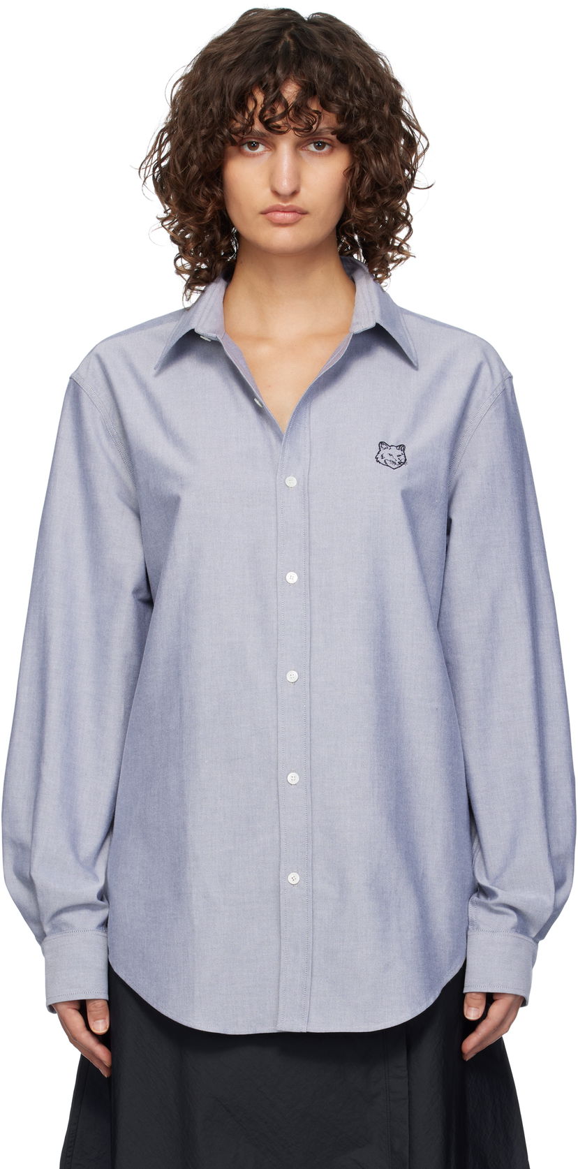 Paita MAISON KITSUNÉ Fox Head Skate Shirt Sininen | MM00405WC5012