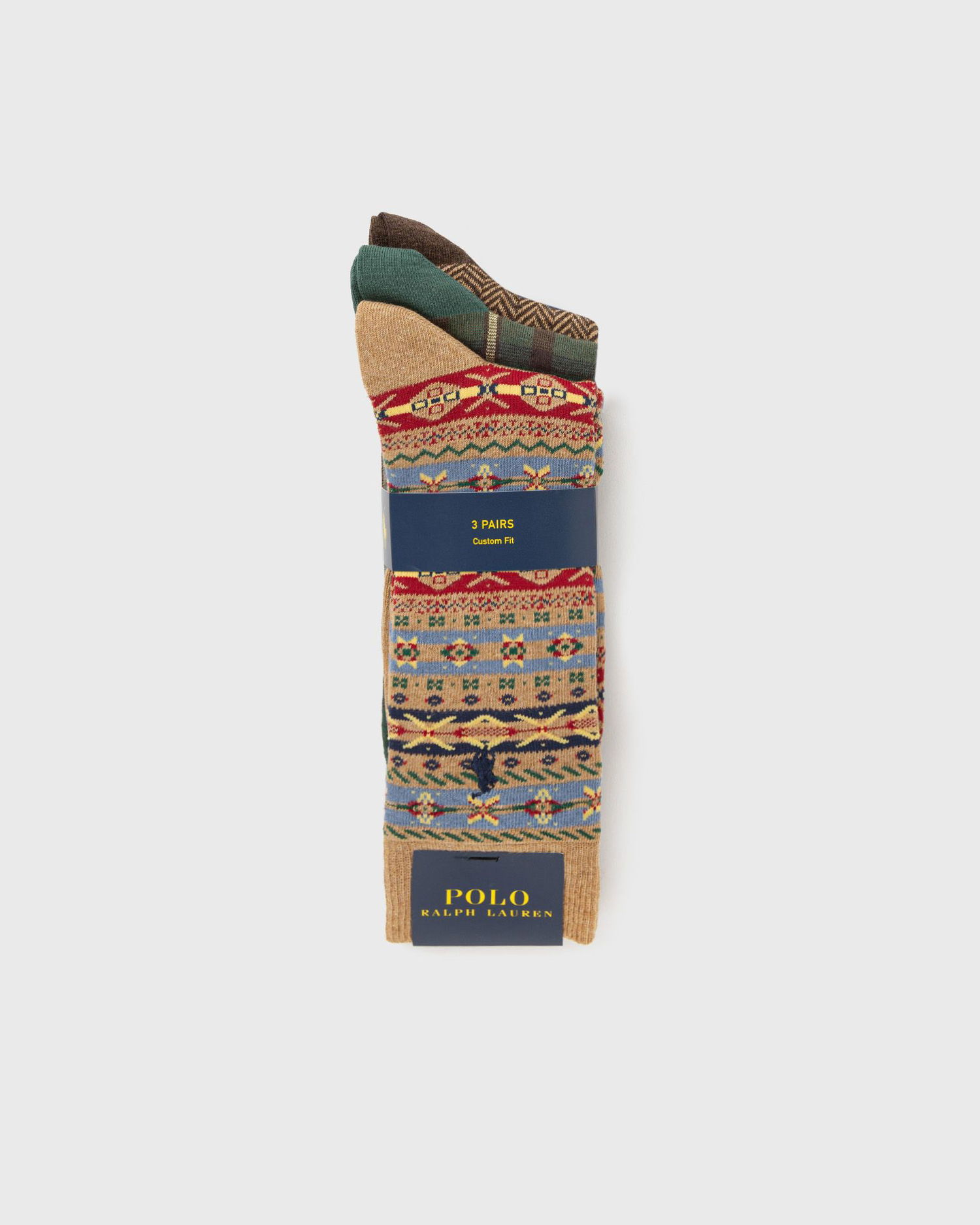 Sukat Polo by Ralph Lauren 3 Pairs Custom Fit Patterned Crew Socks Monivärinen | 449P04702001, 1