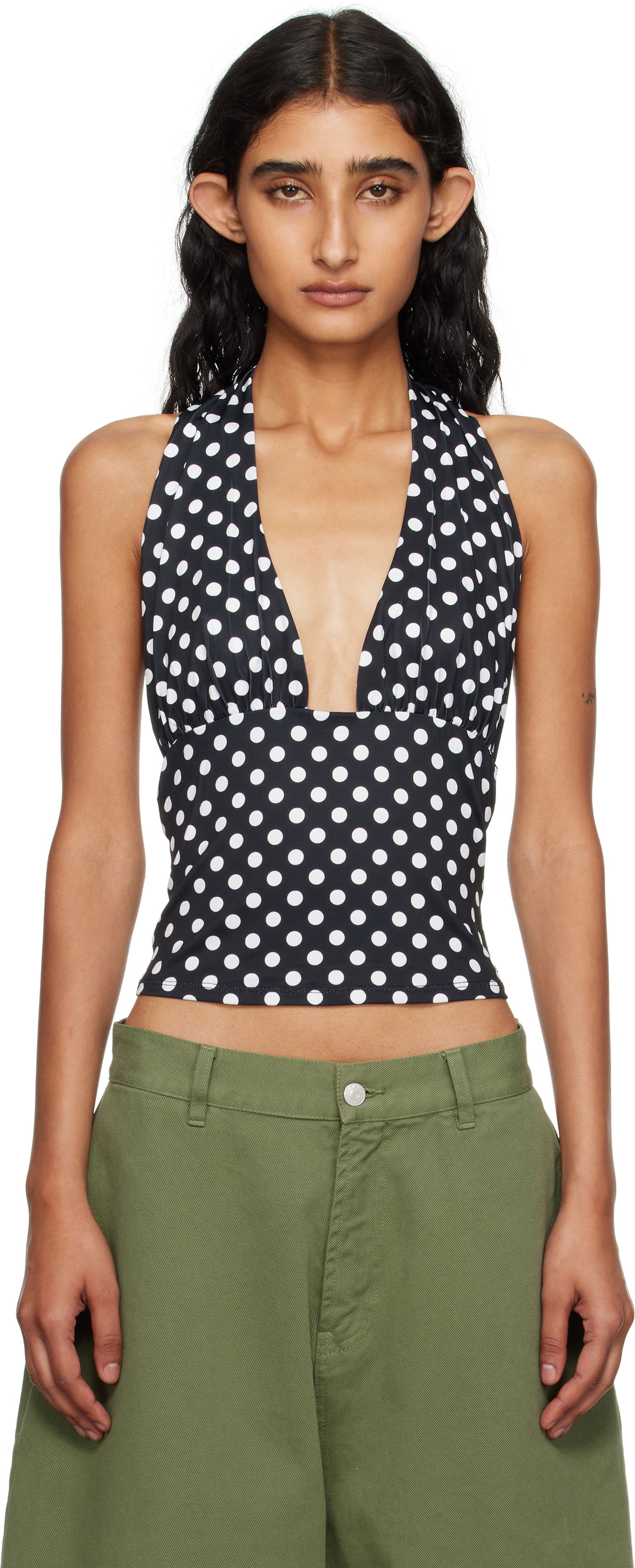 Tankkitoppi Miaou Miaou Mathilde Polka Dot Halter Top Musta | 7189VISBWP, 0