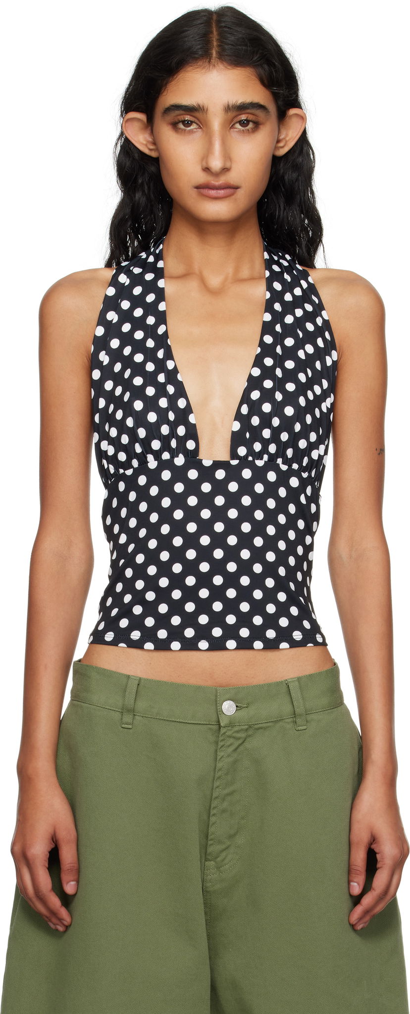 Tankkitoppi Miaou Miaou Mathilde Polka Dot Halter Top Musta | 7189VISBWP
