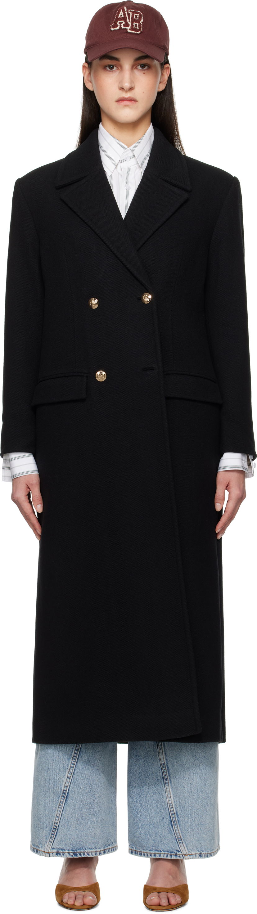 Takit Anine Bing Anine Bing Raleigh Double-Breasted Coat Musta | A-01-10456-BLK1