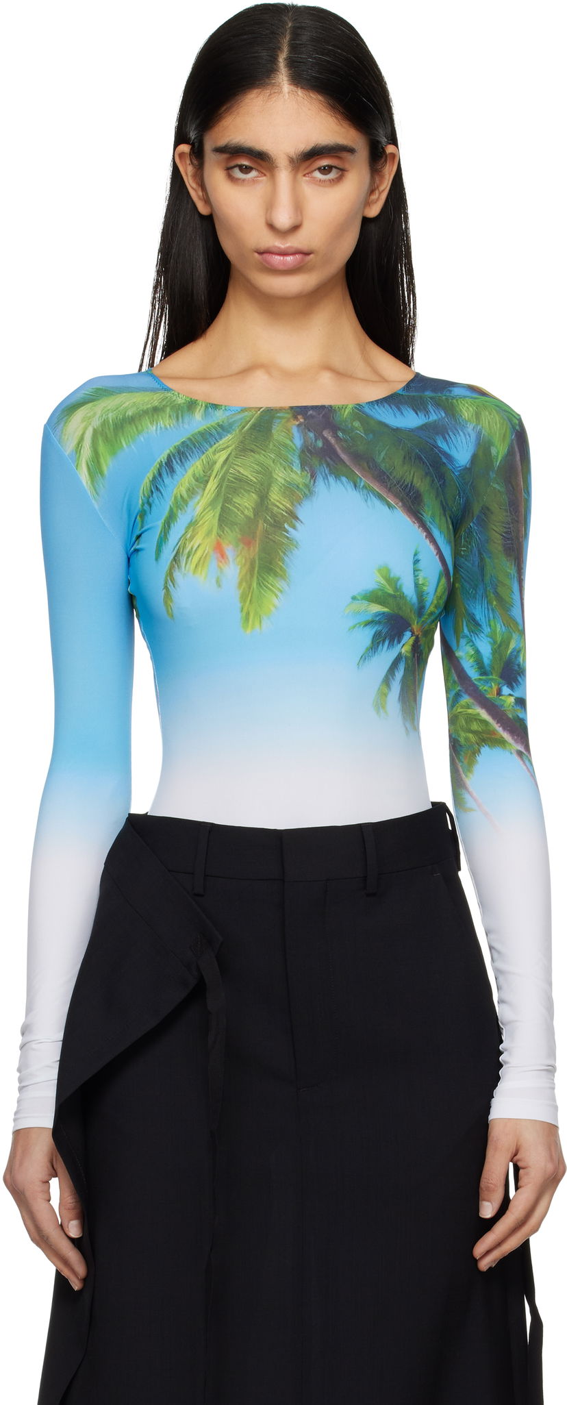 Body Maison Margiela MM6 Maison Margiela Archive Print Long Sleeve Bodysuit Sininen | S52NA0071 M20083