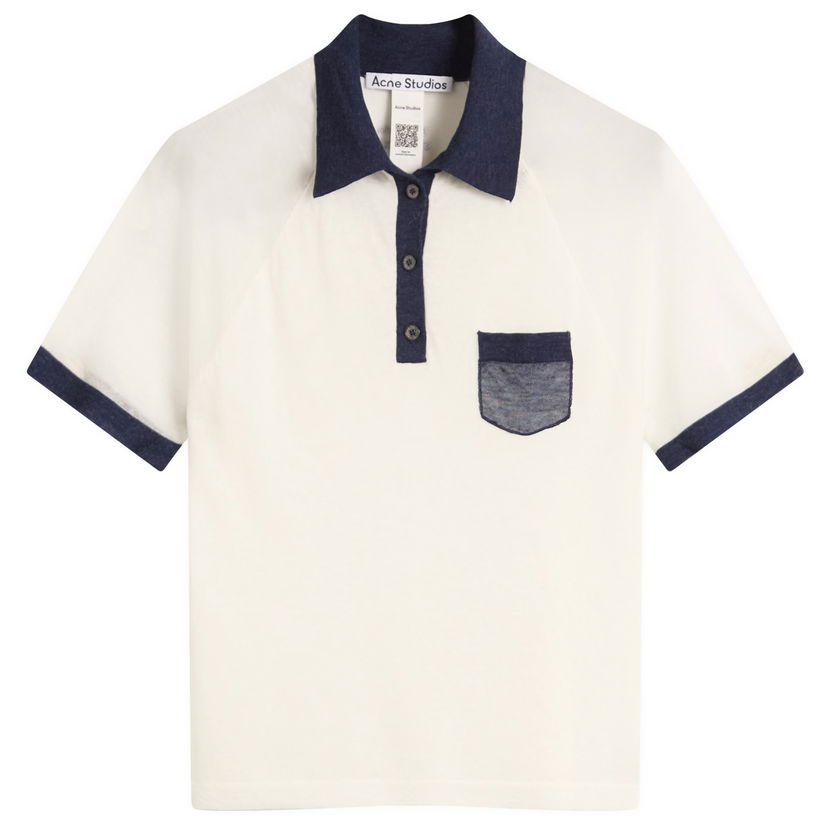 Poolopaita Acne Studios Women's Kout Transparent Polo Top, Size Large Valkoinen | A60590-BL1