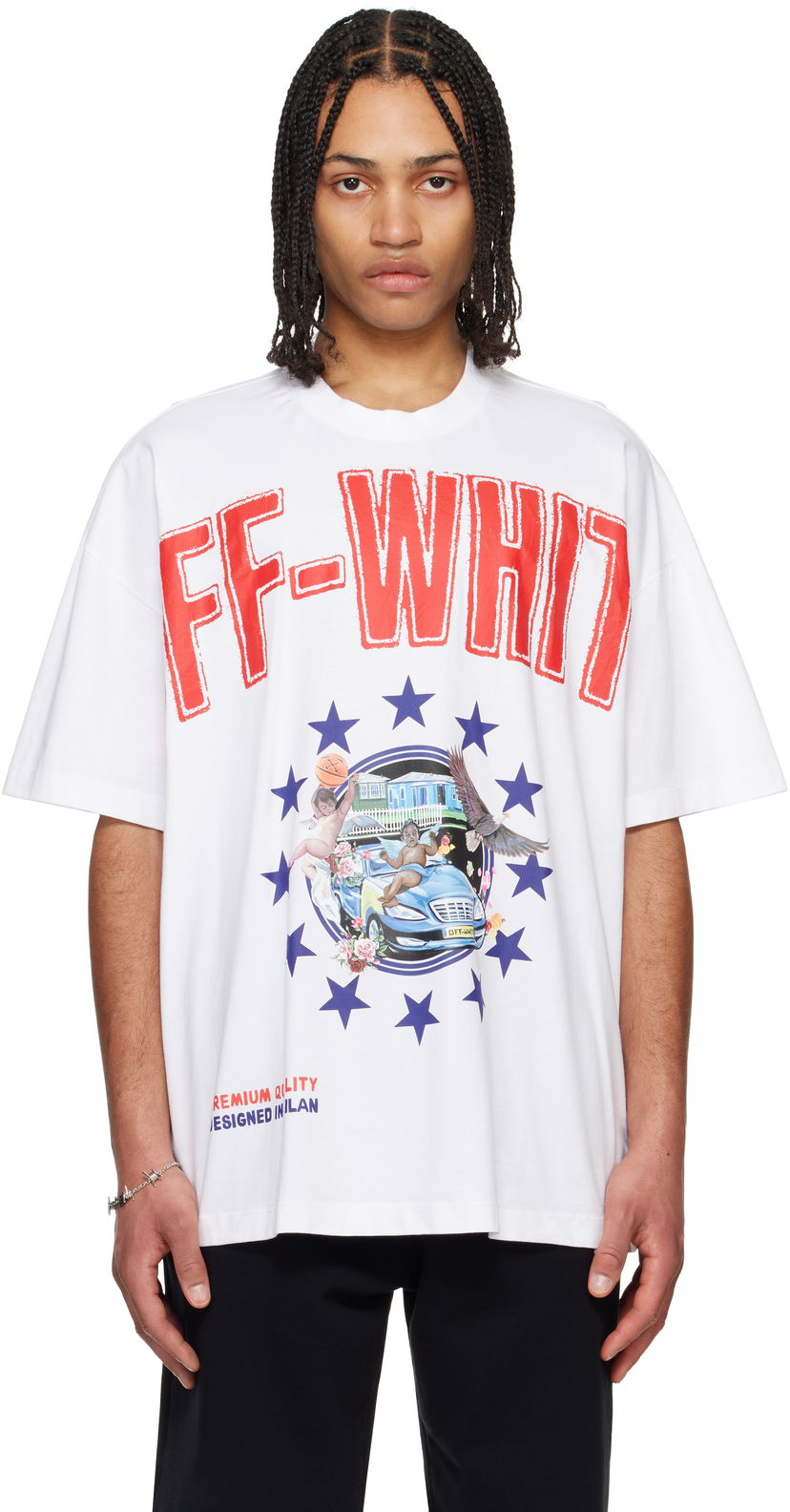 T-paita Off-White Off-White Fresco Star Graphic T-Shirt Valkoinen | OMAA161S25JER0010120
