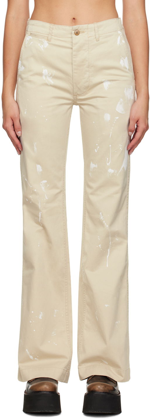 Housut R13 R13 Jane Paint Splatter Trousers Beige | R13WR175-R258D