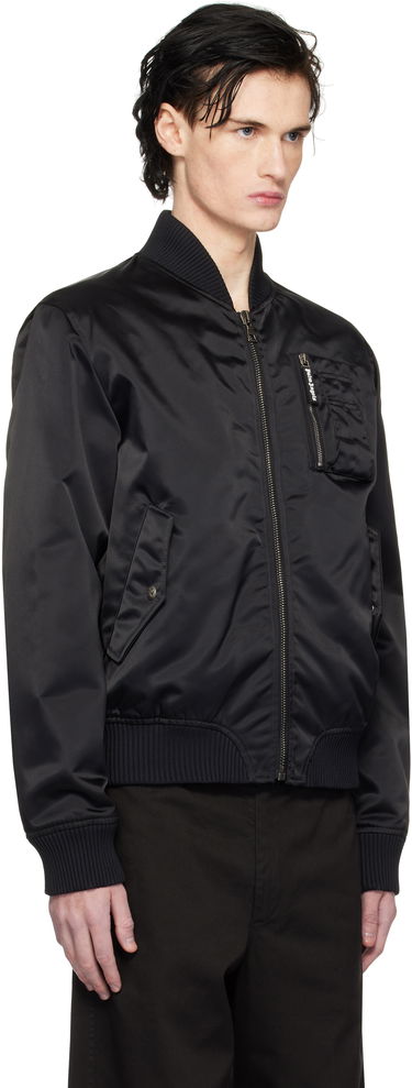 Bomber-takki Palm Angels Black Bomber Jacket With Logo Patch Musta | PMEH033S25FAB0011010, 1