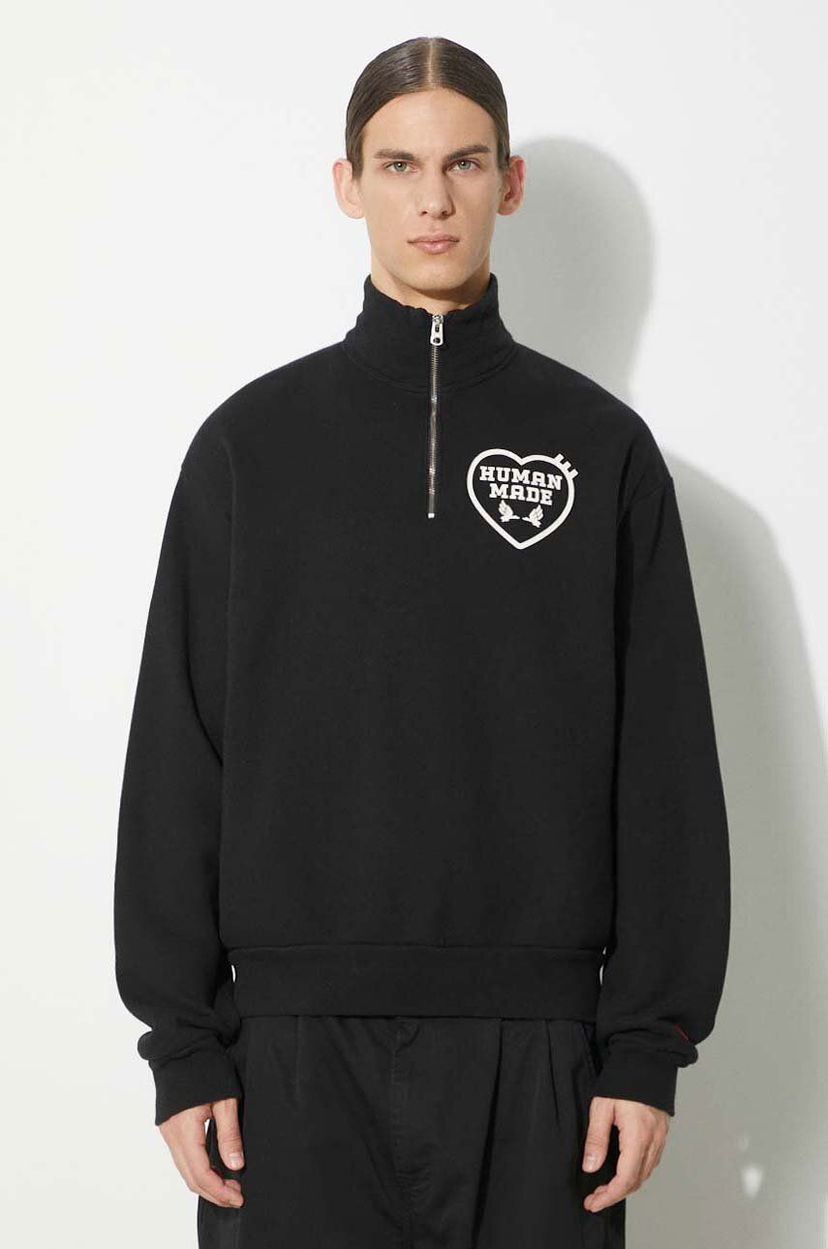 Huppari Human Made Military Half-Zip Printed Sweatshirt Musta | HM27CS021