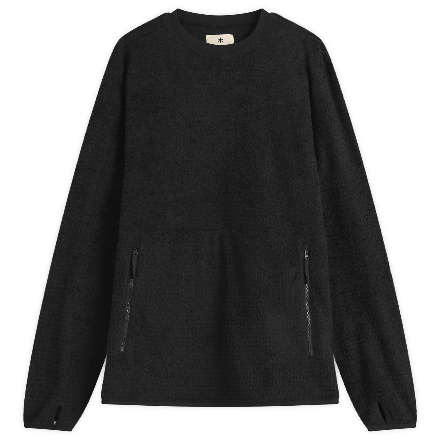 Huppari Snow Peak Thermo Control Fleece Crewneck Pullover with Zippered Pockets Musta | SW-25AU0050-BLK, 1