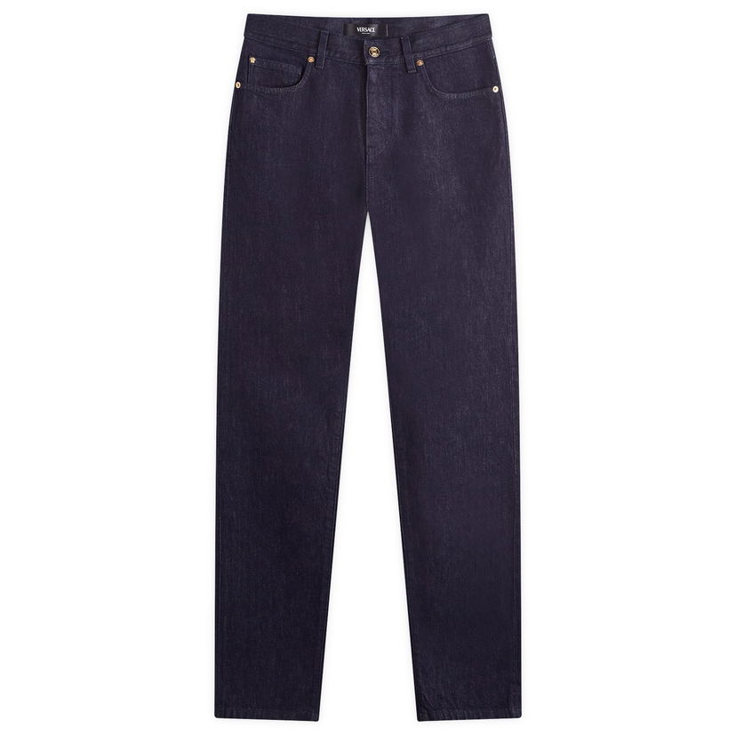 Jeans Versace Reactive Embroidered Denim Jeans Tummansininen | 1015844-1A12477-1D100
