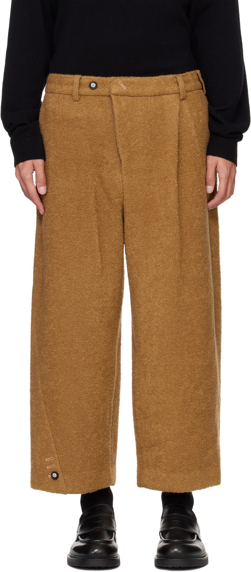 Housut ADER ERROR Brown Wool Wide Leg Trousers Ruskea | BN01FWSA0207CM