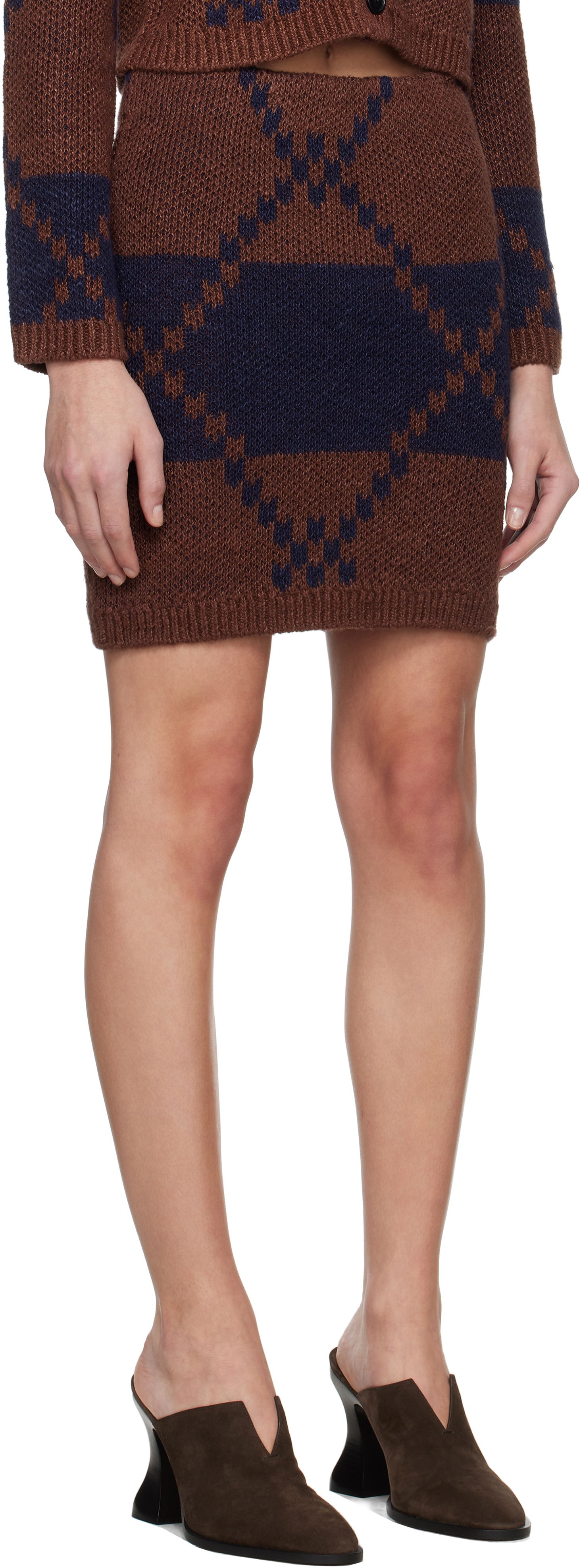 Hame JW Anderson JW Anderson Fairisle Knit Miniskirt Ruskea | KW1412-YN0439, 1