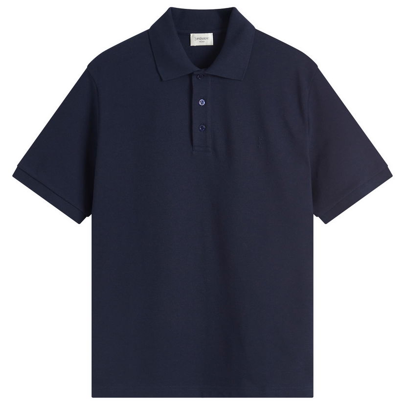 Poolopaita Saint Laurent Cotton Pique Polo Shirt, Size Large Tummansininen | 798944-Y37HC-4140