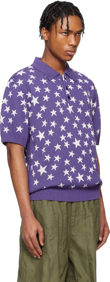 Poolopaita Needles NEEDLES Short Sleeve Star Knit Polo Violetti | QV375, 1